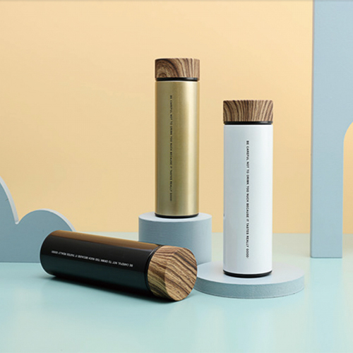 500ml Classic Thermal Flask With Wooden Lid & Tea 