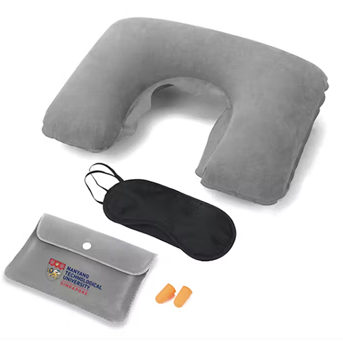 Inflatable Neck Pillow with Eye Mask and Ear Plugs Set 